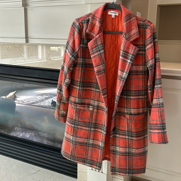 &merci en merci Orange Plaid Shacket Size Small - Picture 1 of 9